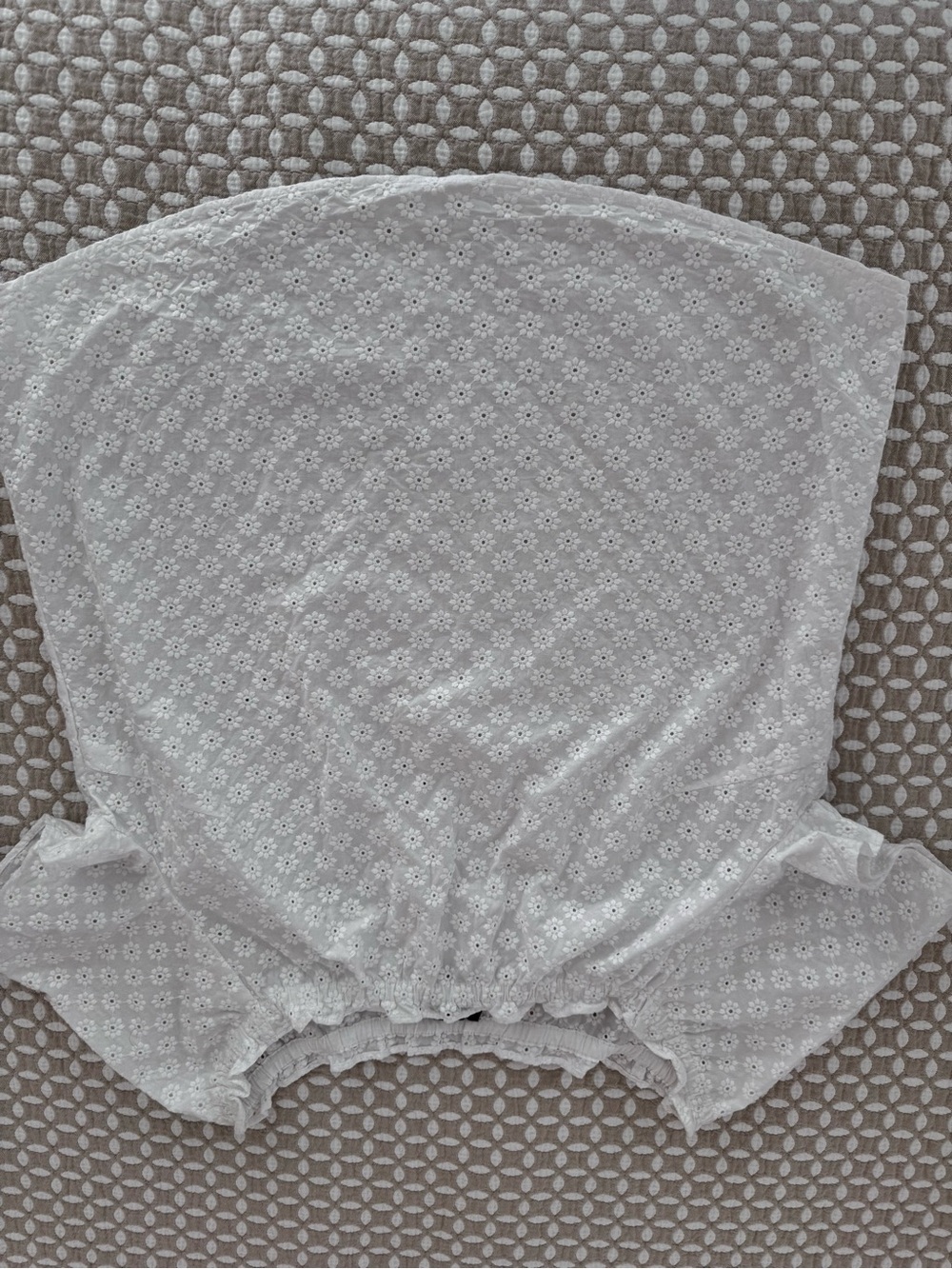 Women's White Eyelet Cotton peasant like  Top - Lightweight